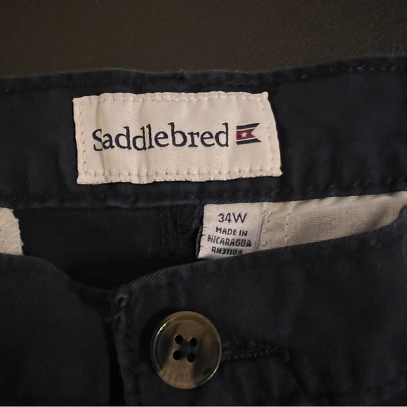 SADDLEBRED Chino Shorts Men's Size 34W Pleated Front Preppy Casual Navy - Picture 2 of 6